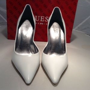 Guess Carrie White Leather Heels